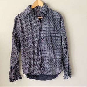 Zara Man blue white dot button down